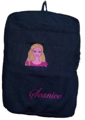Pink Barbie denim bag with name print