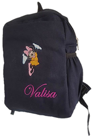 Red Minnie mouse denim bag with name