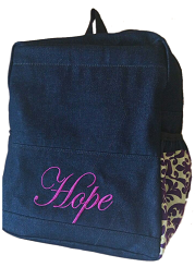 Denim Bag With purple African and Name Print