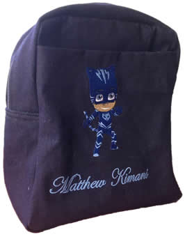Blue Pj Mask Denim Bag With Name Print
