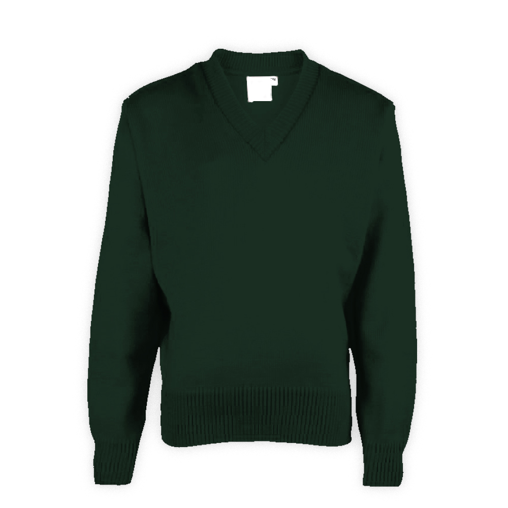 Dark Green Plain School Sweaters