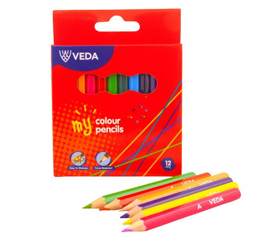 Colour pencils 12 colours half size Veda