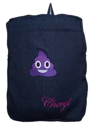 Purple poopy denim school bag