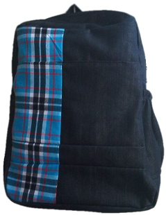 Denim Bag with blue african finishing