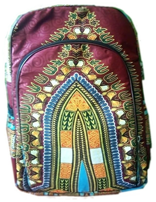 Maroon Dashiki laptop backpack