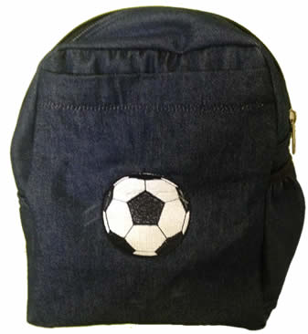 Soccer ball denim bag with name print
