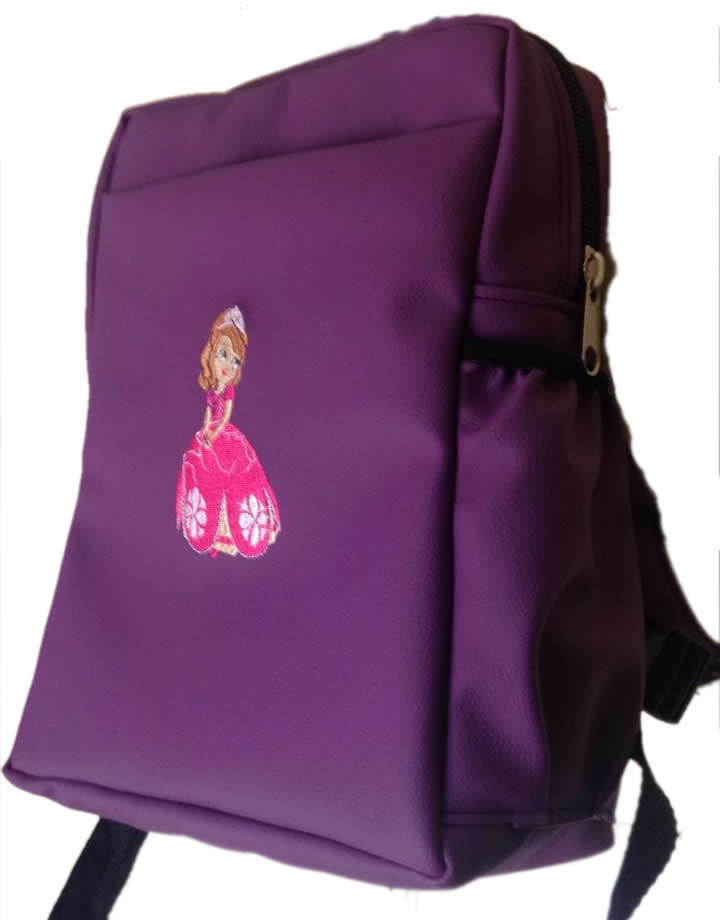 Sophia Single Pad School Bag Small Size Purple Leather